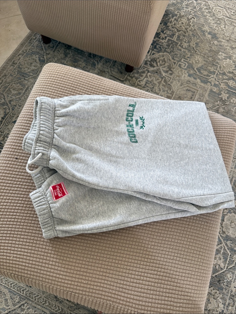 Pacsun Coca-Cola Size Small Light Gray Joggers with Green Logo